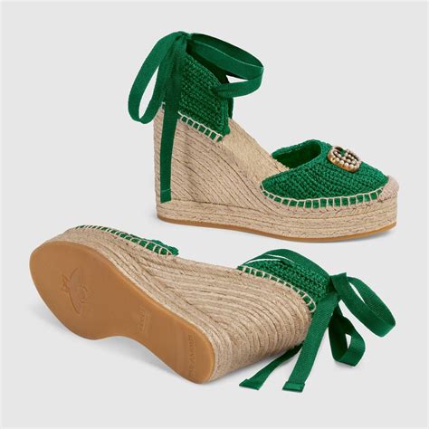 gucci crochet espadrille|gucci platform espadrilles women.